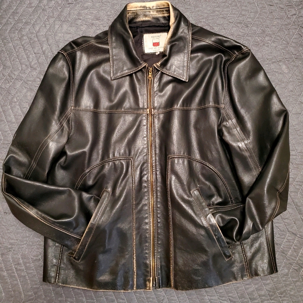 Vintage Italian Leather Motorcycle Jacket